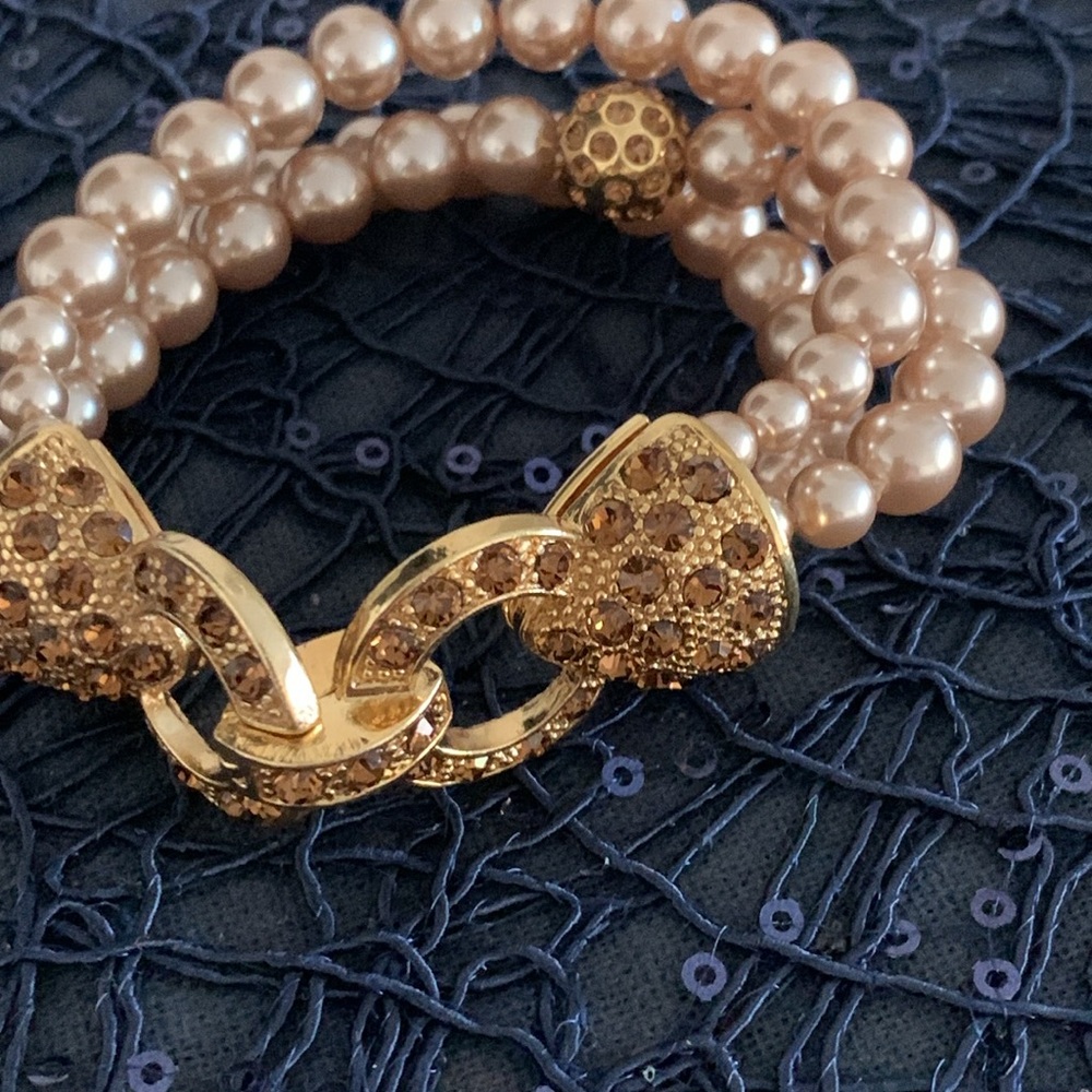 3 Stand Bracelet faux Pearl & rhinestones